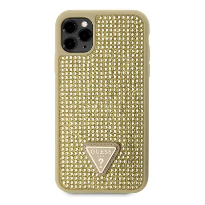 Zadní kryt Guess Rhinestones Triangle Metal Logo pro Apple iPhone 11 Pro, zlatá