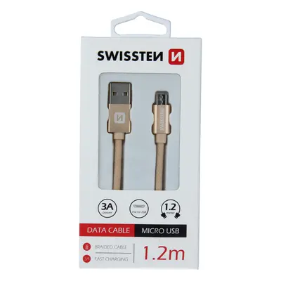 Datový kabel Swissten Textile USB/MicroUSB, 1,2m, zlatý