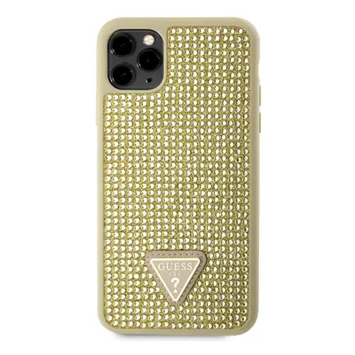 Zadní kryt Guess Rhinestones Triangle Metal Logo pro Apple iPhone 11 Pro Max, zlatá