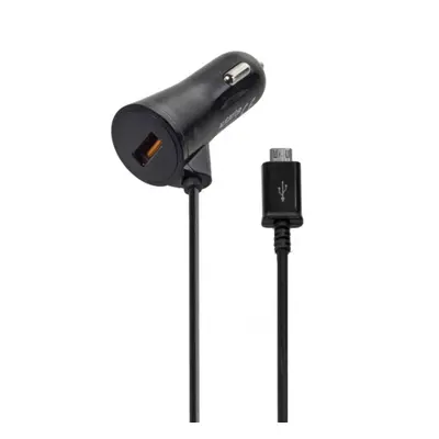 Nabíječka do auta ALIGATOR MicroUSB s USB výstupem 2,4A, Turbo charge, černá