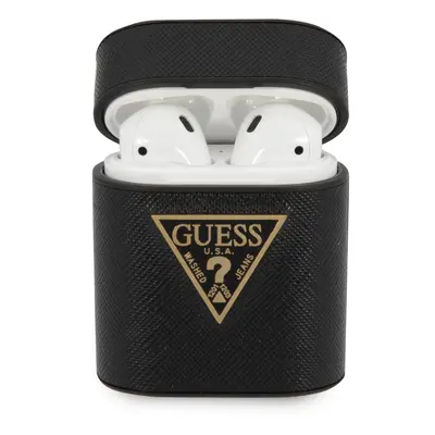 Guess Saffiano pouzdro GUACA2VSATMLBK pro Airpods 1/2 black