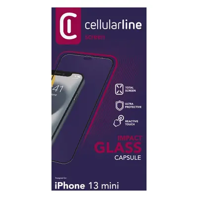 Tvrzené sklo Cellularline CAPSULE pro Apple iPhone 13 Mini, černá