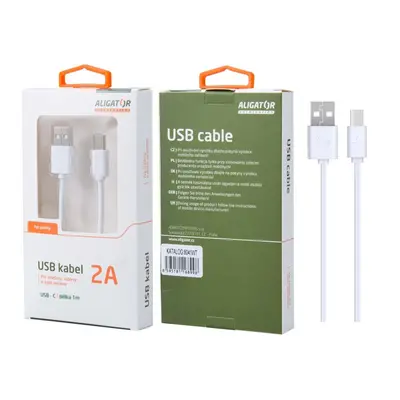 Datový kabel , USB-C, 2A, 1m, prodloužený konektor 9mm, White