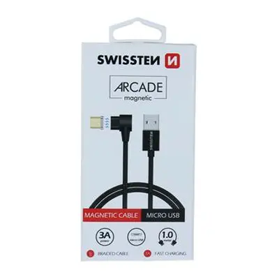 Datový kabel SWISSTEN ARCADE magnetic USB / microUSB 1,2m black