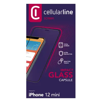 Tvrzené sklo Cellularline CAPSULE pro Apple iPhone 12 mini, černá