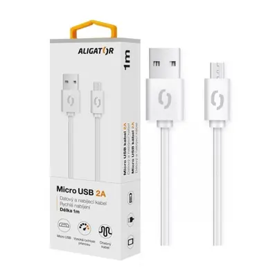 Datový kabel ALIGATOR 2A micro USB 1m, bílý