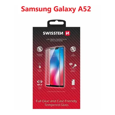 Tvrzené sklo Swissten Full Glue, Color Fame, Case Friendly pro Samsung Galaxy A52/A52 5G/A52s 5G