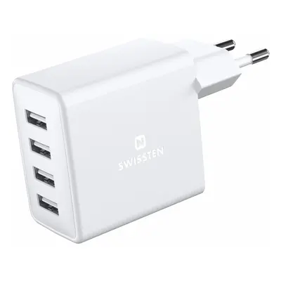 SWISSTEN SÍŤOVÝ ADAPTÉR 4x USB 4A 20W BÍLÝ