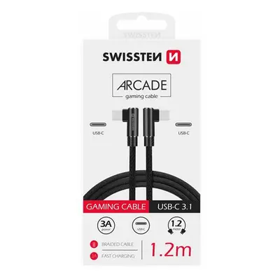 Textilní datový kabel Swissten Arcade USB-C/USB-C, 1,2m, černá