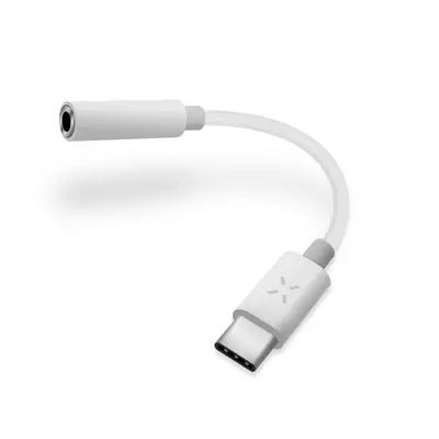 Redukce FIXED LINK pro připojení sluchátek z USB-C/ 3,5mm jack s DAC chipem, bílá