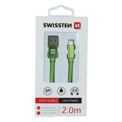 Datový kabel Swissten Textile USB/Lightning, 2,0m, zelený