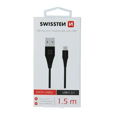 Datový kabel SWISSTEN USB / USB-C 3.1 (7mm) black 1,5m