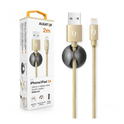 Datový kabel ALIGATOR PREMIUM 2A, Lightning 2m, zlatá