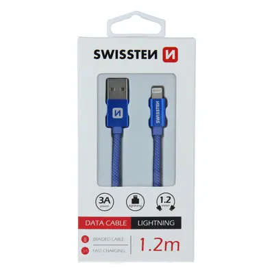 Datový kabel Swissten Textile USB/Lightning, 1,2m, modrý