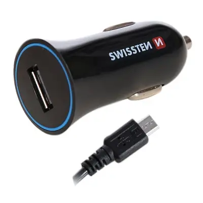 Nabíječka do auta CL SWISSTEN USB + kabel 1A černá (BLISTR)