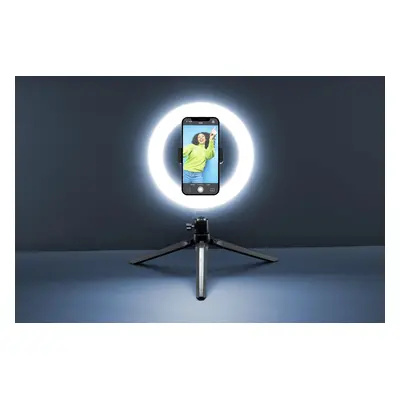 Tripod Cellularline Selfie Ring s LED osvětlením pro selfie fotky a videa, černá