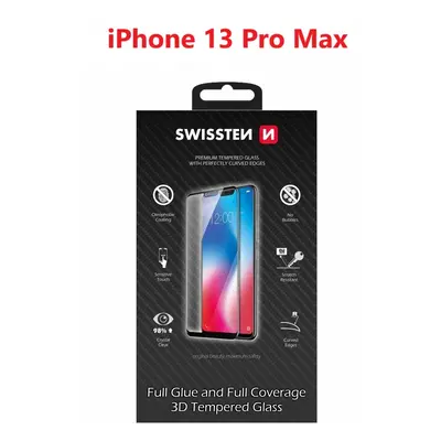 Tvrzené sklo Swissten Ultra Durable 3D Full Glue Glass pro Apple iPhone 13 Pro Max, černá