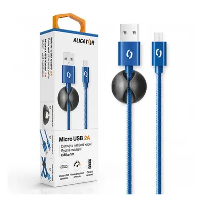 Datový kabel ALIGATOR PREMIUM 2A, Micro USB, modrá