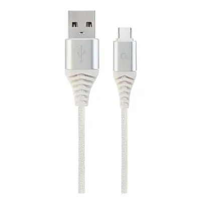 Datový kabel CABLEXPERT USB 2.0, Type-C kabel, 2m, opletený, bílo-stříbrná