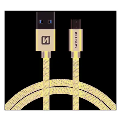 Datový kabel Swissten Textile USB / microUSB 2m, black