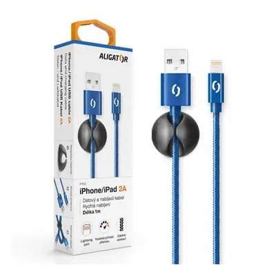 Datový kabel ALIGATOR PREMIUM 2A, Lightning, modrá