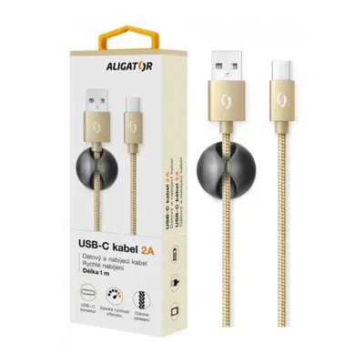 Datový kabel ALIGATOR PREMIUM 2A, USB-C, Gold