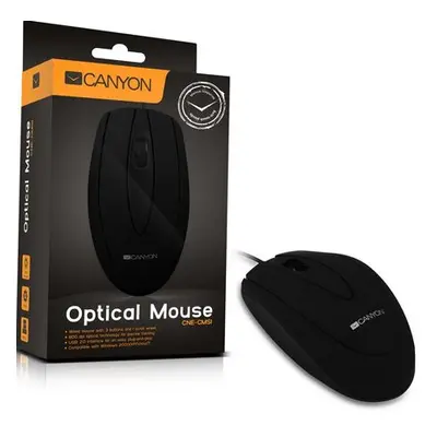 CANYON CMS1 drátová USB myš s 3 tlačítky, 800 dpi, černá