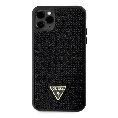 Zadní kryt Guess Rhinestones Triangle Metal Logo pro Apple iPhone 11 Pro Max, černá