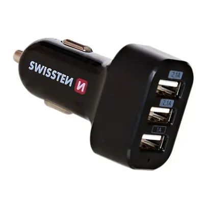 Nabíječka do auta Swissten CL napaječ univerzální (5,2A), 3x USB, černý (Blister)