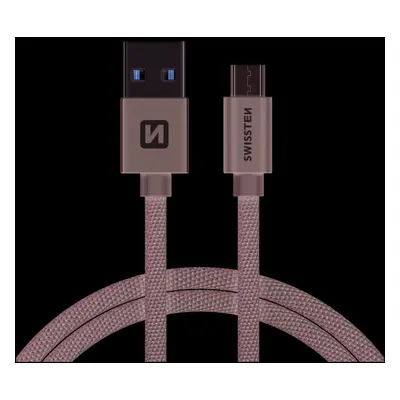 Datový kabel Swissten Textile USB / microUSB 2m, grey