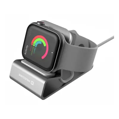 Hliníkový stojánek Swissten pro Apple Watch, stříbrná