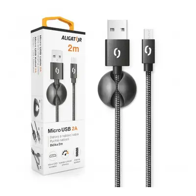 Datový kabel ALIGATOR PREMIUM 2A, MicroUSB 2m, černá