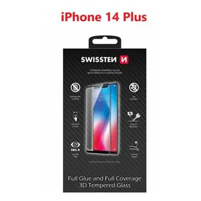 Tvrzené sklo Swissten Ultra Durable 3D Full Glue Glass pro Apple iPhone 14 Plus, černá