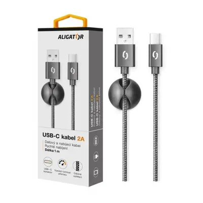 Datový kabel ALIGATOR PREMIUM 2A, USB-C, Black