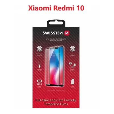 Tvrzené sklo Swissten Full Glue, Color Frame, Case Friendly pro Xiaomi Redmi 10 LTE, černá