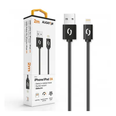 Datový kabel ALIGATOR 2A, iPhone lightning 2m, černá