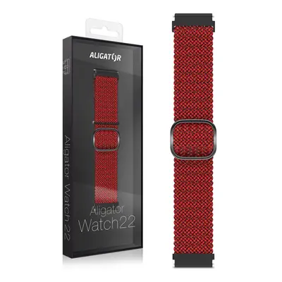 Textilní řemínek ALIGATOR 22mm, černo-vínová