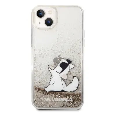 Zadní kryt Karl Lagerfeld Liquid Glitter Choupette Eat pro Apple iPhone 14 Plus, zlatá