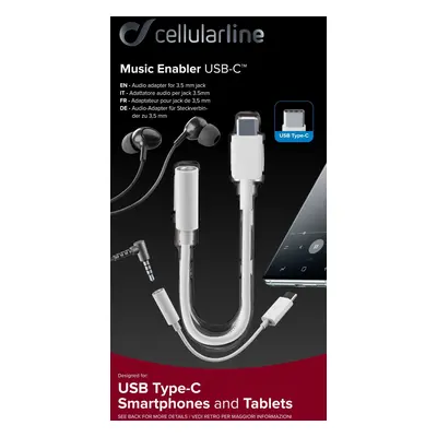 Adaptér Cellularline Music Enabler USB-C /3,5 mm jack, bílý