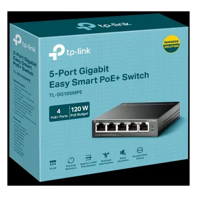 TP-Link Switch TL-SG105MPE Easy Smart, 5x GLAN, 4x PoE+, 120W