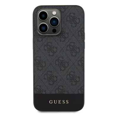 Guess PU 4G Stripe MagSafe Zadní Kryt pro iPhone 15 Pro Max Black