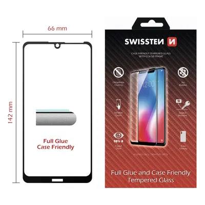 Sklo Swissten Full Glue, COLOR FRAME, CASE FRIENDLY HUAWEI Y5 2019/HONOR 8s ČERNÉ