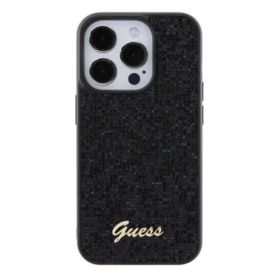 Zadní kryt Guess PU Square Mirror Script Logo pro Apple iPhone 15 Pro, černá