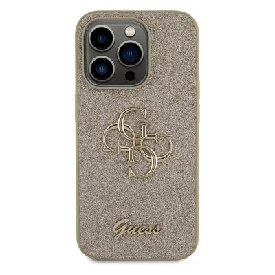 Zadní kryt Guess PU Fixed Glitter 4G Metal Logo pro Apple iPhone 15 Pro, zlatá