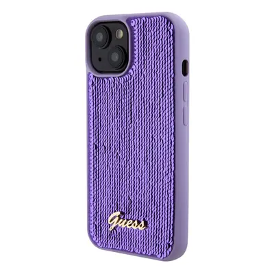 Zadní kryt Guess Sequin Script Logo pro Apple iPhone 15, fialová