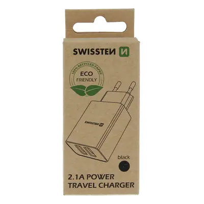 Síťový adaptér Swissten Smart IC 2x USB, 2,1A Power, černá