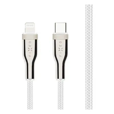 Nabíjecí a datový opletený kabel FIXED s konektory USB-C/Lightning a podporou PD, 1.2 m, MFI, bí