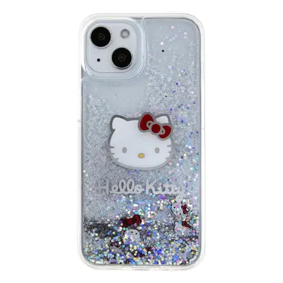 Zadní kryt Hello Kitty Liquid Glitter Electroplating Head Logo pro Apple iPhone 15, transparentn