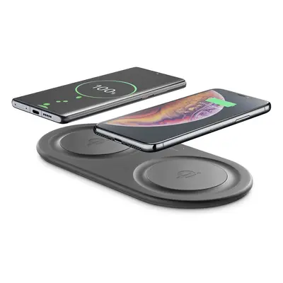 Bezdrátová QI stanice Cellularline Wireless Fast Charger Dual, 2 x 10W, černá