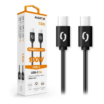 Datový kabel ALIGATOR POWER 100W, USB-C/USB-C, černá